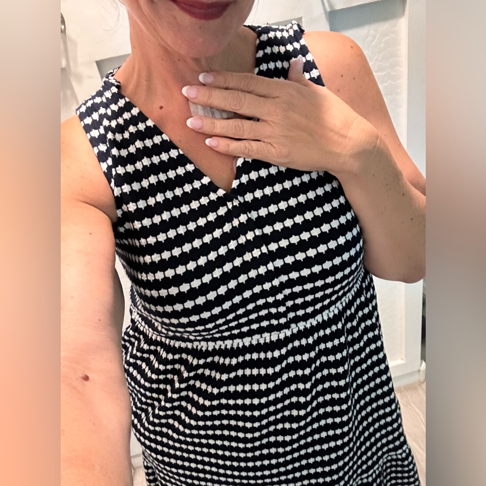 LOFT Black and White Patterned‎ Midi Dress